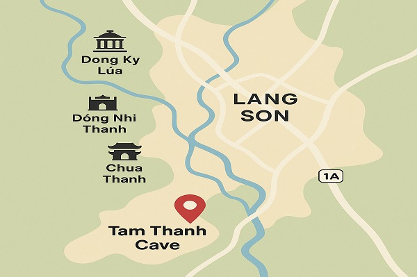 Carte géographique de la grotte Tam Thanh