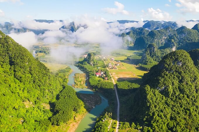 Le village Tan Hoa vu du ciel